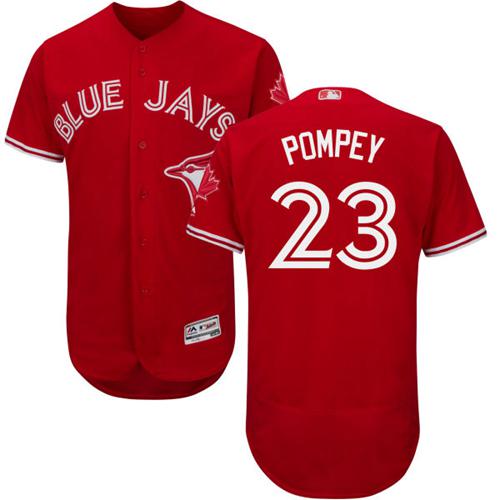 Blue Jays #23 Dalton Pompey Red Flexbase Authentic Collection Canada Day Stitched MLB Jersey - Click Image to Close